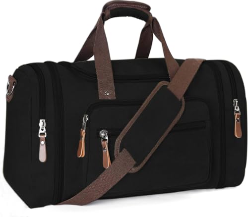 Sechunk Reisetasche aus Segeltuch, Leder, groß, Outdoor-Schultertasche, Schwarz A, Reisetaschen Sechunk Reisetasche aus Segeltuch, Leder, groß, Outdoor-Schultertasche, Schwarz A, Reisetaschen von Sechunk