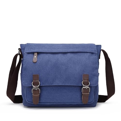 Sechunk Segeltuch Leder Herren Umhängetasche 15,6 Zoll Große Laptoptasche Vintage Canvas Messenger Bag Aktenktasche Schultertasche Bürotasche Kuriertasche Arbeitstasche von Sechunk