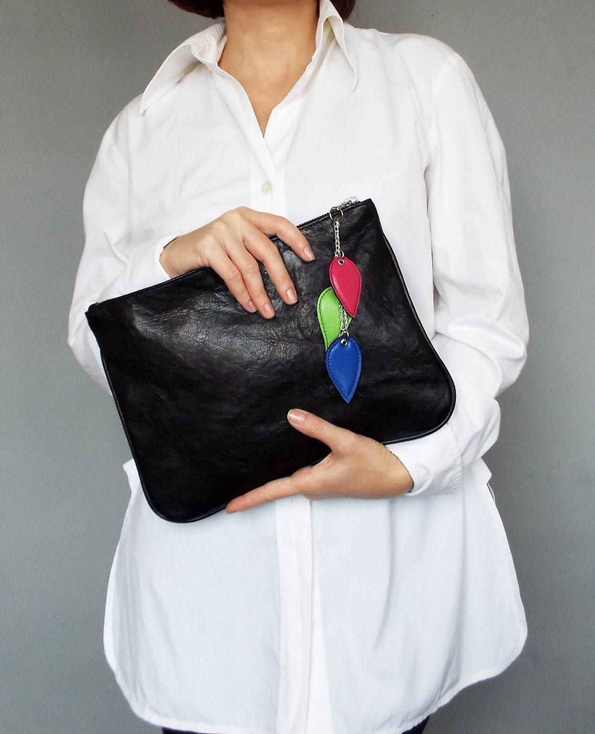 Leder-Clutch. Schwarze Lederclutch. Clutch-Tasche. Abend-Kupplung. Ipad-Tasche Leder-Clutch. Schwarze Lederclutch. Clutch-Tasche. Abend-Kupplung. Ipad-Tasche von Secinski