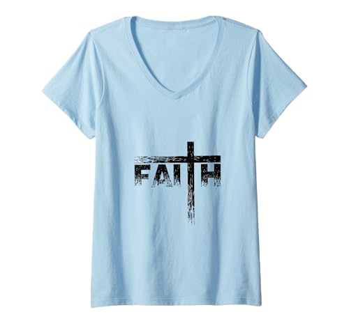 Damen Glaubensgebet / christlicher Glaube / Das Kreuz / Glaube an Gott T-Shirt mit V-Ausschnitt von Second Coming