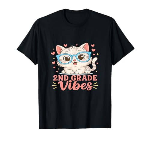 Niedliche 2. Klasse Vibes Katze Kätzchen Liebe zurück zu Schule Mädchen T-Shirt Niedliche 2. Klasse Vibes Katze Kätzchen Liebe zurück zu Schule Mädchen T-Shirt von Second Grade Vibes Cute Cat Back To School Present