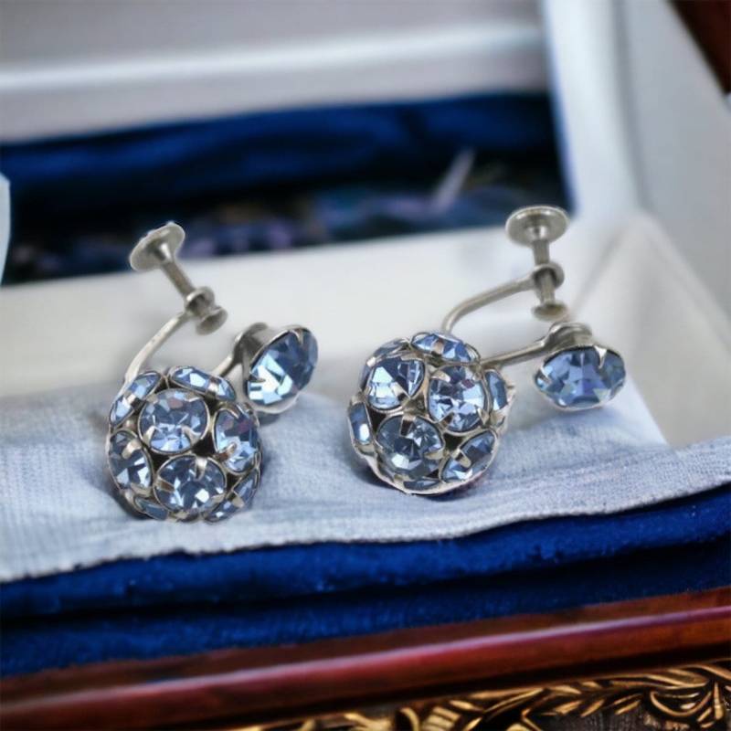 Vintage Blaue Strass Tropfen Ohrringe Vintage Blaue Strass Tropfen Ohrringe von SecondActShop
