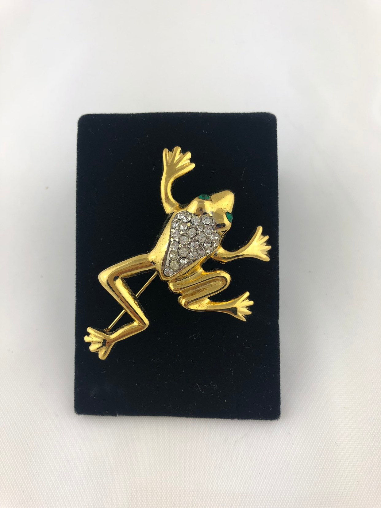 Vintage Strass Frosch Brosche, Perlen Brosche Anstecknadel von SecondActShop