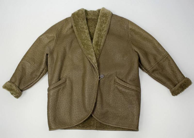 Conbipel Shearling Mantel Mit Strauß Leder Muster, Größe L, Us 10 von SecondFirst