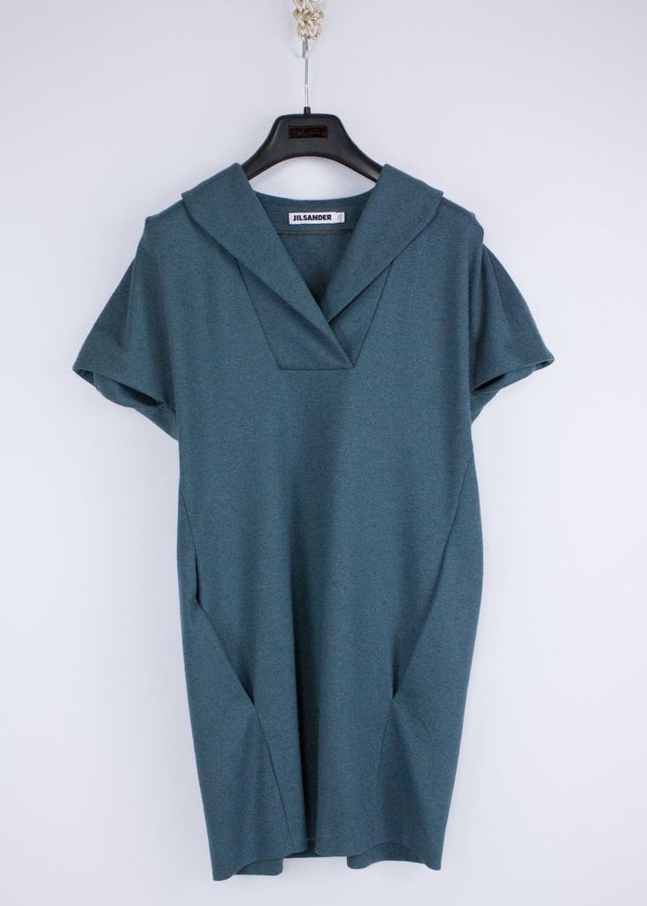 Jil Sander Dunkelgrün 100 % Wolle Tunika Kleid Größe Us 6 von SecondFirst