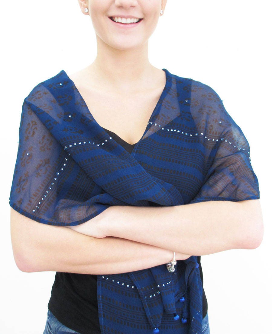 Marine Schal, Chiffon Block Print Pailletten Schiere Abend Statement Schal Marine Schal, Chiffon Block Print Pailletten Schiere Abend Statement Schal von SecondSkein