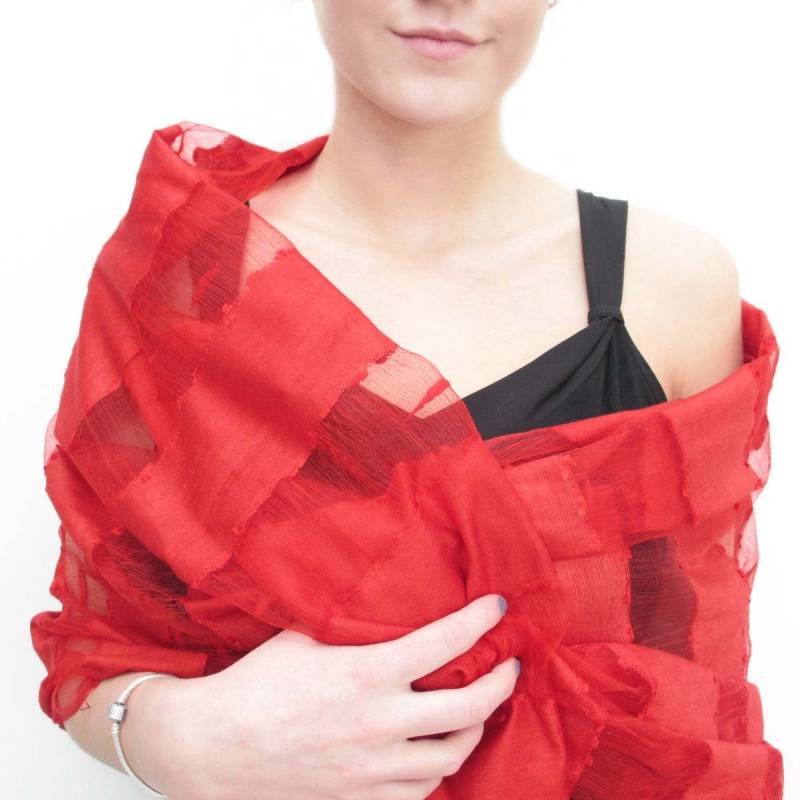 Roter Schal, Burgund Seide Leichte Abendschal, Roter Rote Schal Wickeln, Abend Einzigartiges Geschenk von SecondSkein