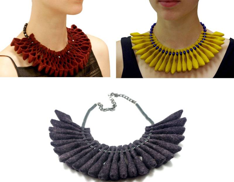 statement-Halskette, Reversible Halskette, Rote Gelbe Graue Lätzchen Halsband statement-Halskette, Reversible Halskette, Rote Gelbe Graue Lätzchen Halsband von SecondSkein