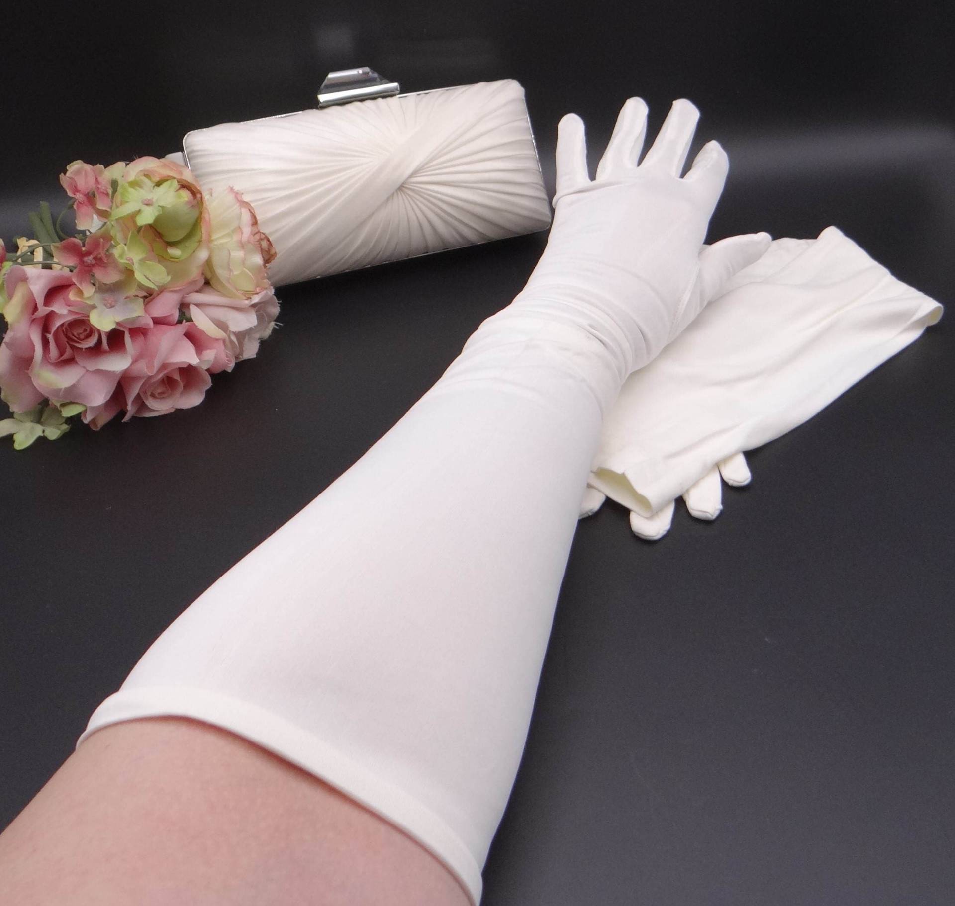 Vintage Shalimar Größe 7 Elfenbein Über Dem Ellenbogen Länge Handschuhe Sind 23, 75" Extra Lange Elegant Für Braut Cotillion Prom von SecondWindShop