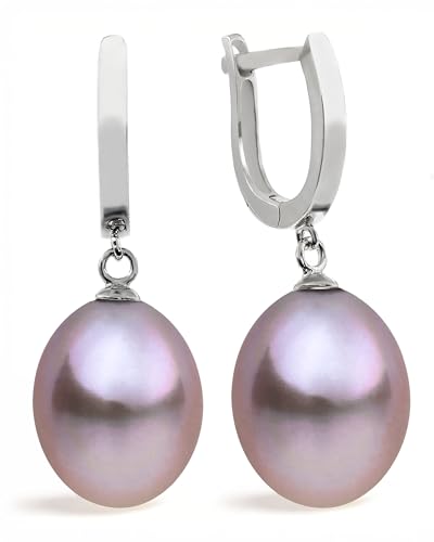 Damen Perlenohrringe, Süßwasser-Zuchtperlen Tropfenform 10,5-11 mm Weiß, Lavendel, Pfirsich und behandelte graue und schwarze Farben von Secret & You | Hochwertiges Sterling Silber 925 von Secret & You