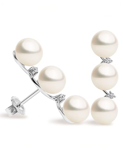 Damen Perlenohrringe Süßwasserzuchtperlen Knopfform 7,5 bis 8 mm von SECRET & YOU - Rhodiniertes Sterling Silber 925. von Secret & You