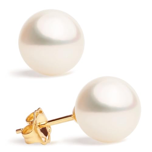 Damen-Perlenohrringe mit runder Süßwasser-Zuchtperle von Secret & You | In 750er Gold 18 Karat oder in rhodiniertem 925er Sterlingsilber von Secret & You