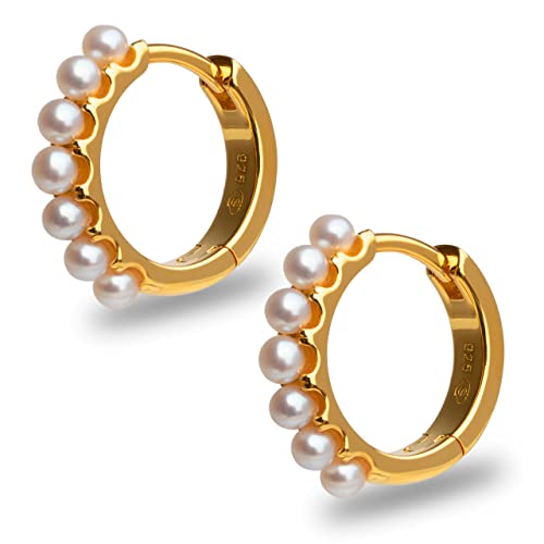 Kleine Creolen mit runden Perlen für Damen Secret & You – rhodiniertes 925er Sterlingsilber oder Vermeil-Gold von Secret & You