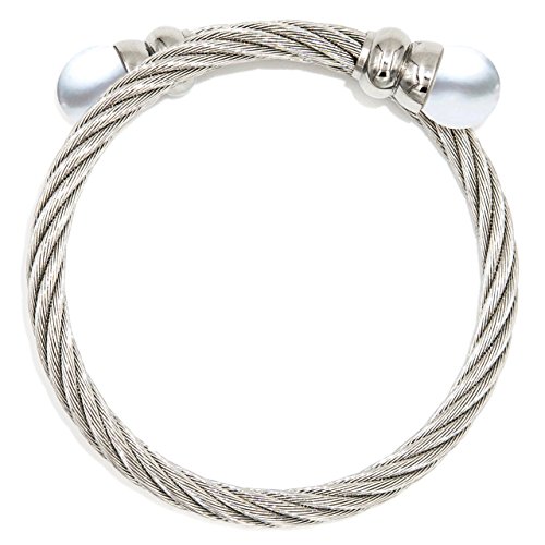 Secret & You Perlenarmband - Zwei Süßwasserzuchtperlen 10-10,5 mm mit hochwertigem Edelstahlkabel von Secret & You