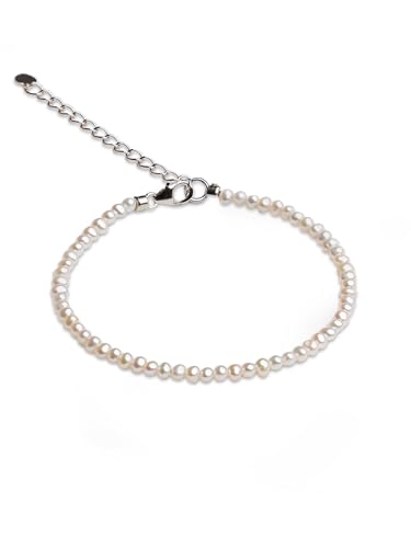 Secret & You Damen-Armband aus Süßwasser-Zuchtperlen, weiß, halbrund, 17,5 cm + 5 cm lang, Perle von Secret & You
