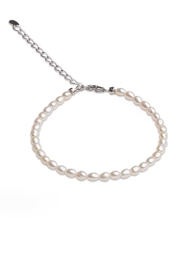 Secret & You Damen-Armband aus Süßwasser-Zuchtperlen, weiß, oval, 17,5 cm + 5 cm lang, Perle von Secret & You