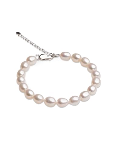 Secret & You Damen-Armband aus Süßwasser-Zuchtperlen, weiß, oval, 17,5 cm + 5 cm lang, Perle von Secret & You