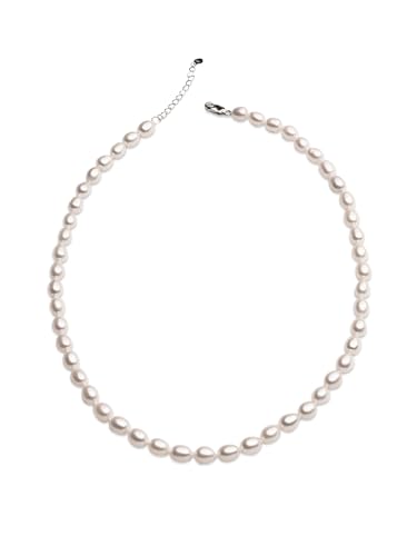 Secret & You Damen-Halskette aus ovalen Süßwasser-Zuchtperlen, 42 cm + 5 cm lang, Perle von Secret & You