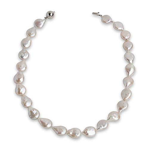 Secret & You Damen Perlenkette Süßwasser Zuchtperlen - Groß Munzen Barockperlen 14-15 mm - Sehr intensiver Glanz 925 Sterling Silber - 42 cm lang von Secret & You