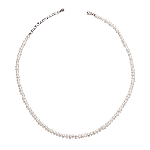 Secret & You Damen Perlenkette Süßwasser-Zuchtperlen Klein Barockperlen von 3-4 mm - 925 Sterling Silber - 38-43 cm lang von Secret & You