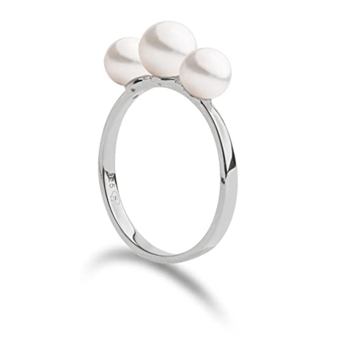 Secret & You Damenring mit drei runden Süßwasser-Zuchtperlen 5,5-6 mm Ring aus 925er Sterlingsilber - Erhältlich in 3 Größen von Secret & You