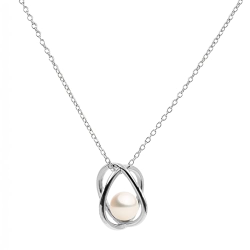 Secret & You Damen Perlen Anhänger Halskette Süßwasser Zuchtperle Runde Perle 5-5,5 mm - Hochwertiges Sterling Silber verstellbare Kette 45 und 50 cm. von Secret & You