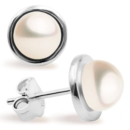 Damen Perlenohrringe Süßwasser Zuchtperlen Weiß - SECRET & YOU - Perlenohrstecker 925er Sterlingsilber - 7, 8, 9 mm von Secret & You