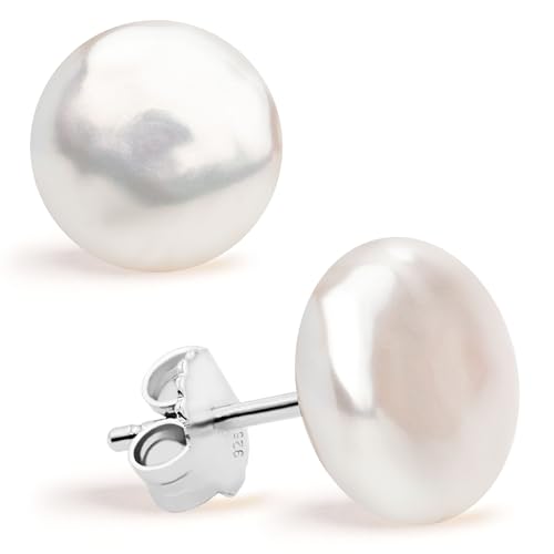 Perlenohrringe Damen Süßwasser Zuchtperle - Münzform - Secret & You - Perle Ohrstecker 925 Sterling Silber - Erhältlich in 11-12 mm, 12-13 mm und 13-14 mm von Secret & You