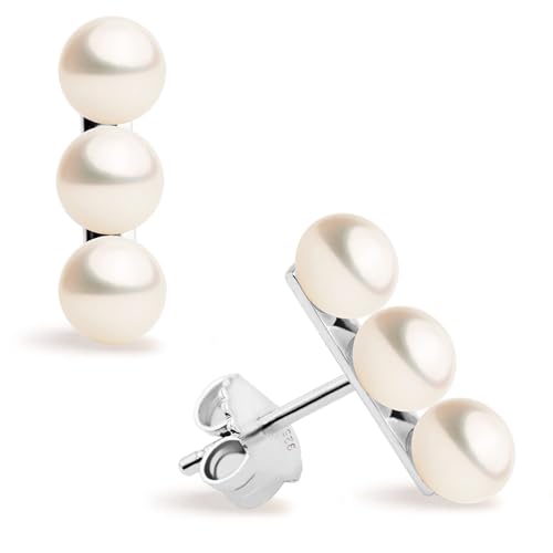 Damen Perlenohrringe Drei Süßwasser Zuchtperlen Knopfform SECRET & YOU - Perlen Ohrstecker Sterling Silber 925 von Secret & You