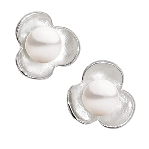 Perlenohrringe Damen Runde Perlenohrstecker Süßwasser-Zuchtperle Weiß – Blumenform – Secret & You – 925er Sterlingsilber Perlenohrringe Damen Runde Perlenohrstecker Süßwasser-Zuchtperle Weiß – Blumenform – Secret & You – 925er Sterlingsilber von Secret & You
