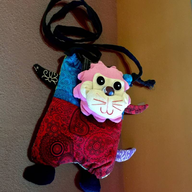 Kinder Stofftier Messenger Tasche Löwe Beutel Reißverschluss Münze Leinwand Baumwolle Tier Geldbörse Stoff Handgemachte Mädchen Jungen von SecretBelladonna