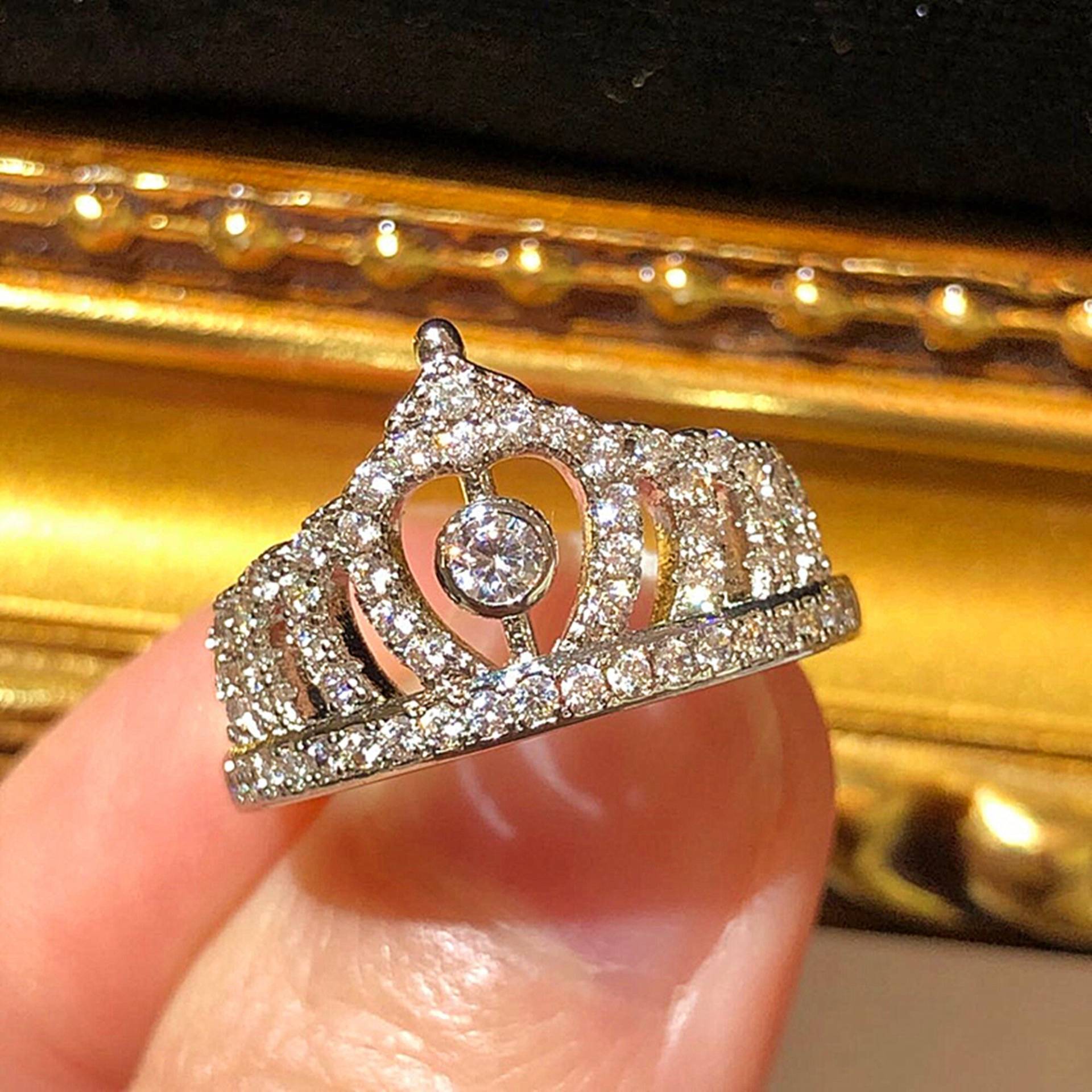 Neue Handgefertigte Kristall Einstellbar Vintage Hochzeit Band Krone Stil Ring Neue Handgefertigte Kristall Einstellbar Vintage Hochzeit Band Krone Stil Ring von SecretBoxFinds