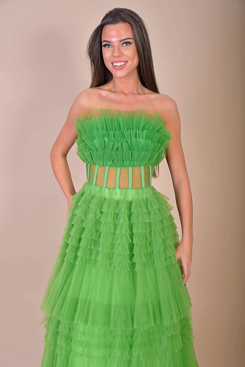 Maraya - Grünes Abendkleid/Tüllkleid Fotosessionkleid Erstaunliches Runway-Tüllkleid Rüschen-Tüll Schichten-Tüll von SecretGardenBySvetla