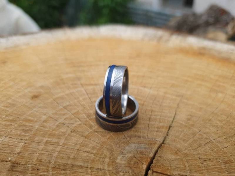 Damast Stahl Damascus Steel Ring in 12 Grössen/Size von SecretLumber