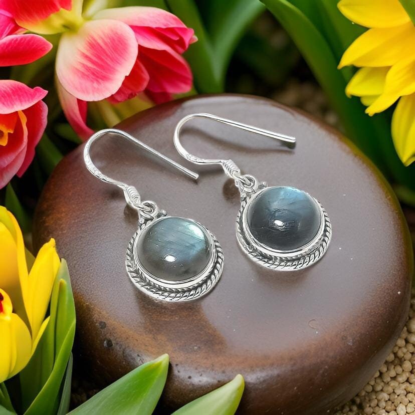 Labradorit Ohrringe, Einfacher Handgemachter Baumelnder Edelstein Schmuck, Einzigartiges Geschenk Für Sie, Stilvolle Damen Accessoires Labradorit Ohrringe, Einfacher Handgemachter Baumelnder Edelstein Schmuck, Einzigartiges Geschenk Für Sie, Stilvolle Damen Accessoires von SecretMessageJewels