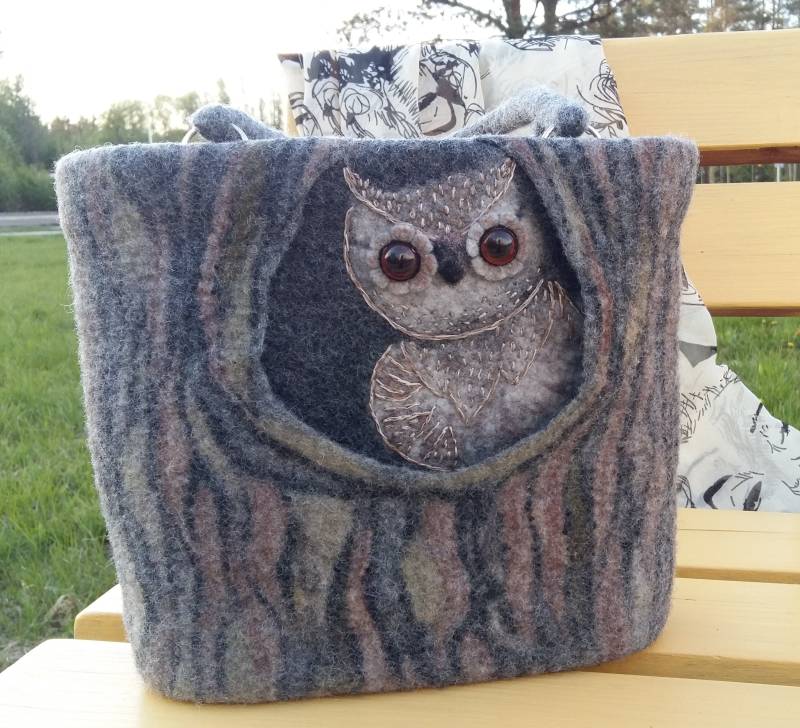 Gefilzte Eulen Clutch Handgemachte Wolle Tier Tasche von SecretWoolStudio