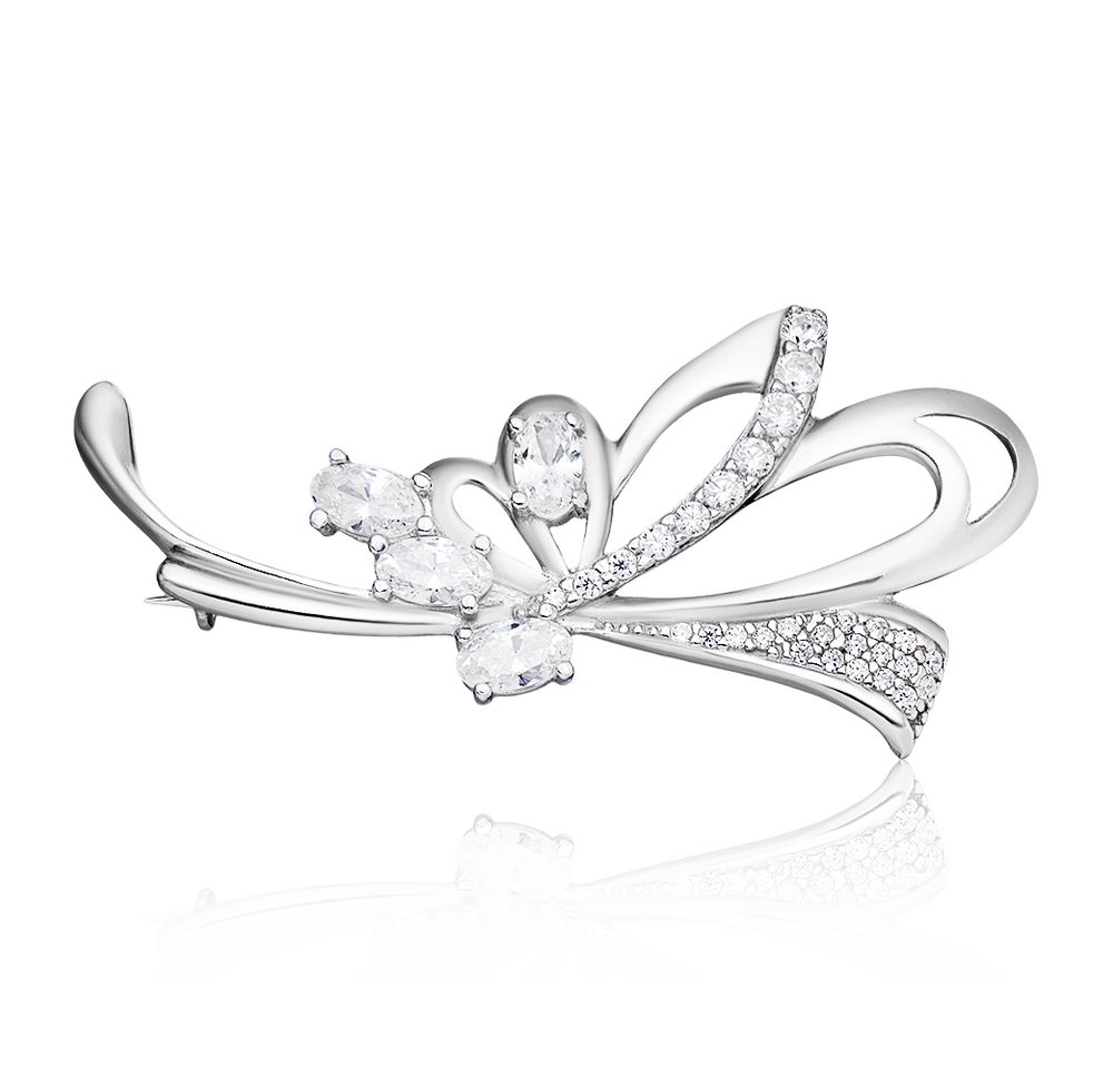 Secretforyou Anstecknadel Brosche Anstecknadel 925 Silber 925 Silber Zirkonia Stein Floral, 925 Sterling Silber von Secretforyou