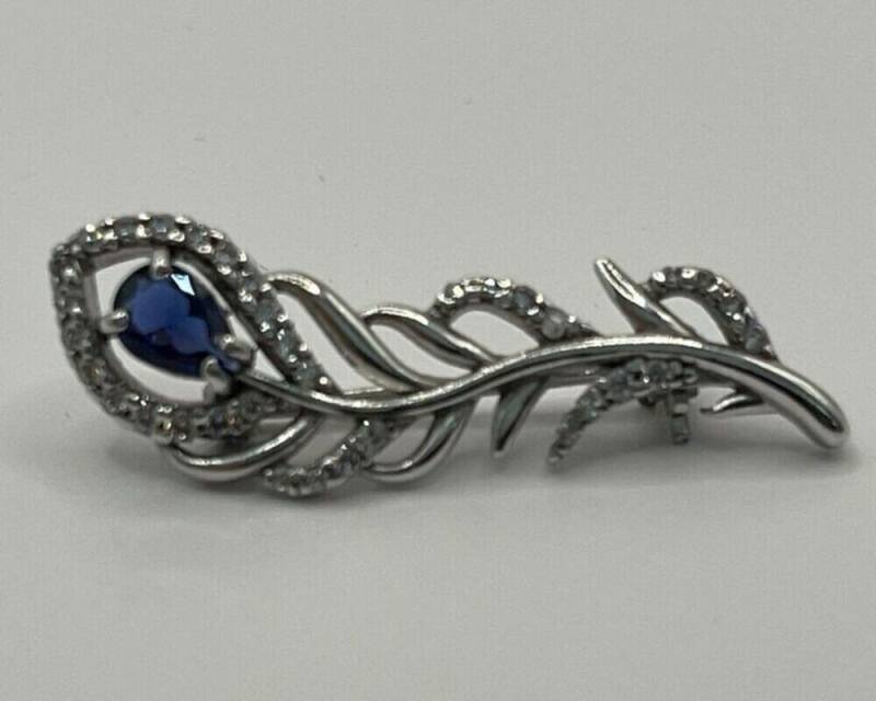 Secretforyou Brosche Brosche Anstecknadel 925 Silber Saphir Zirkonia Steine Echtschmuck von Secretforyou