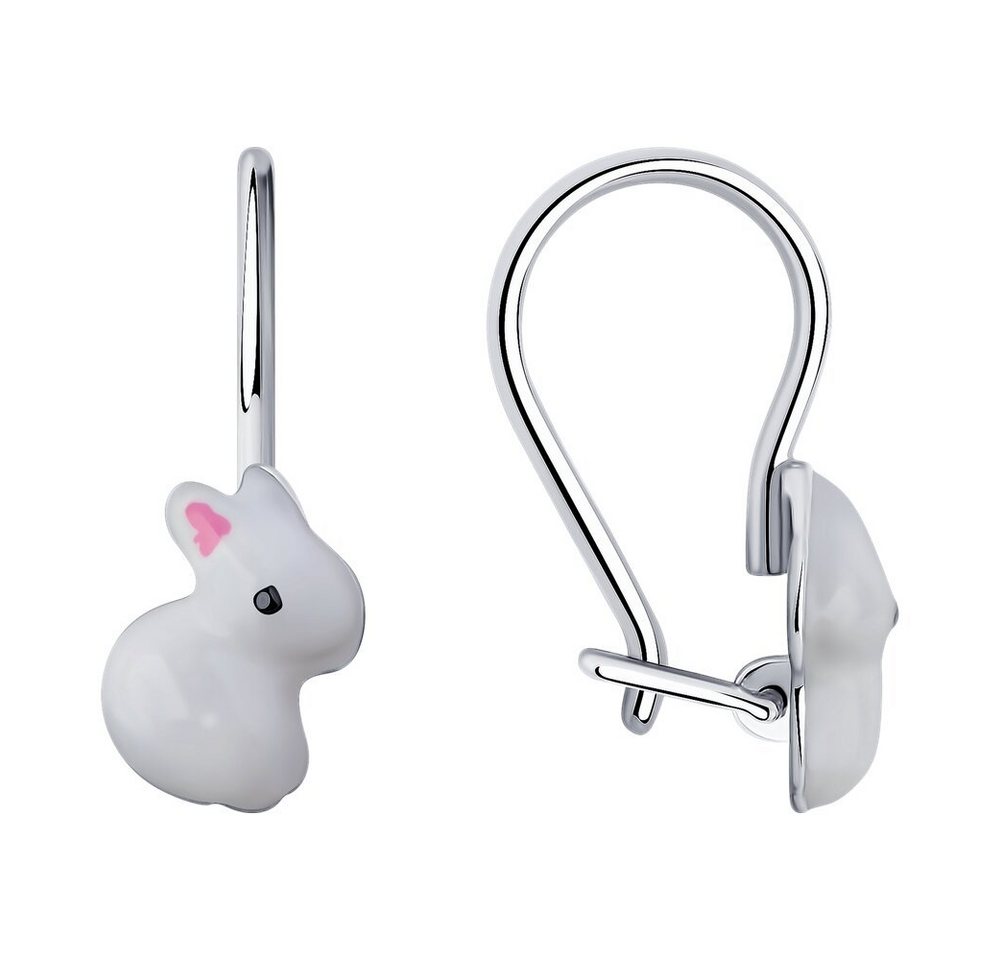 Secretforyou Creolen-Set Ohrringe für Mädchen Kinderschmuck Silber Emaille Hase, 925 Silber von Secretforyou