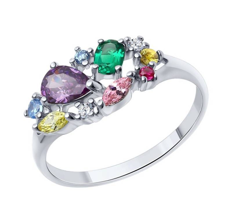 Secretforyou Fingerring Fingerring Ring Silber Smaragd Korund Zirkon Echtschmuck von Secretforyou