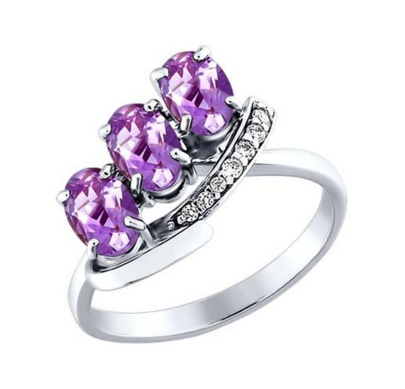 Secretforyou Fingerring Ring Fingerring 925 Silber Amethyst Zirkonia Steine Echtschmuck von Secretforyou