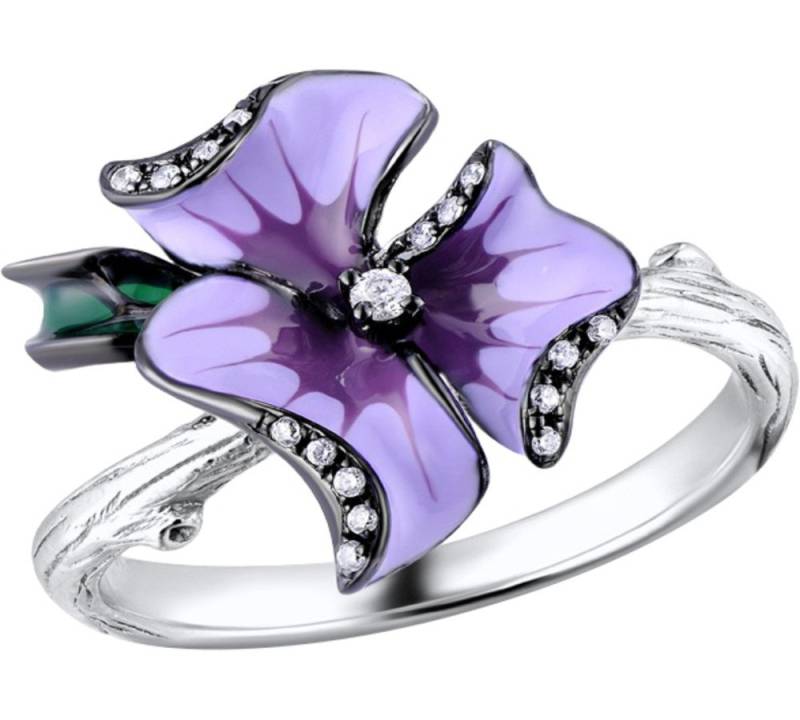 Secretforyou Fingerring Ring Fingerring 925 Silber Emaille Zirkonia Echtschmuck von Secretforyou