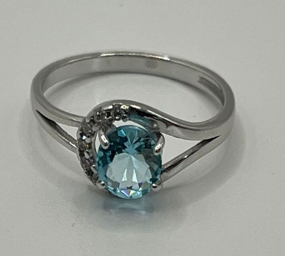 Secretforyou Fingerring Ring Fingerring 925 Silber Topas Aqua Blue Zirkonia Echtschmuck, 925 Sterling Silber von Secretforyou