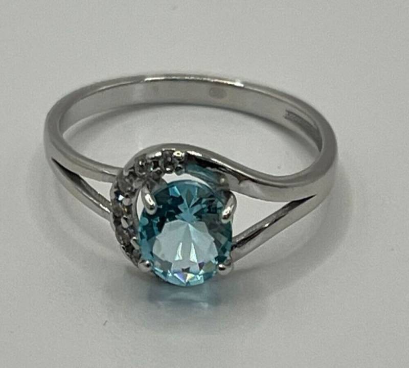 Secretforyou Fingerring Ring Fingerring 925 Silber Topas Aqua Blue Zirkonia Echtschmuck, 925 Sterling Silber von Secretforyou