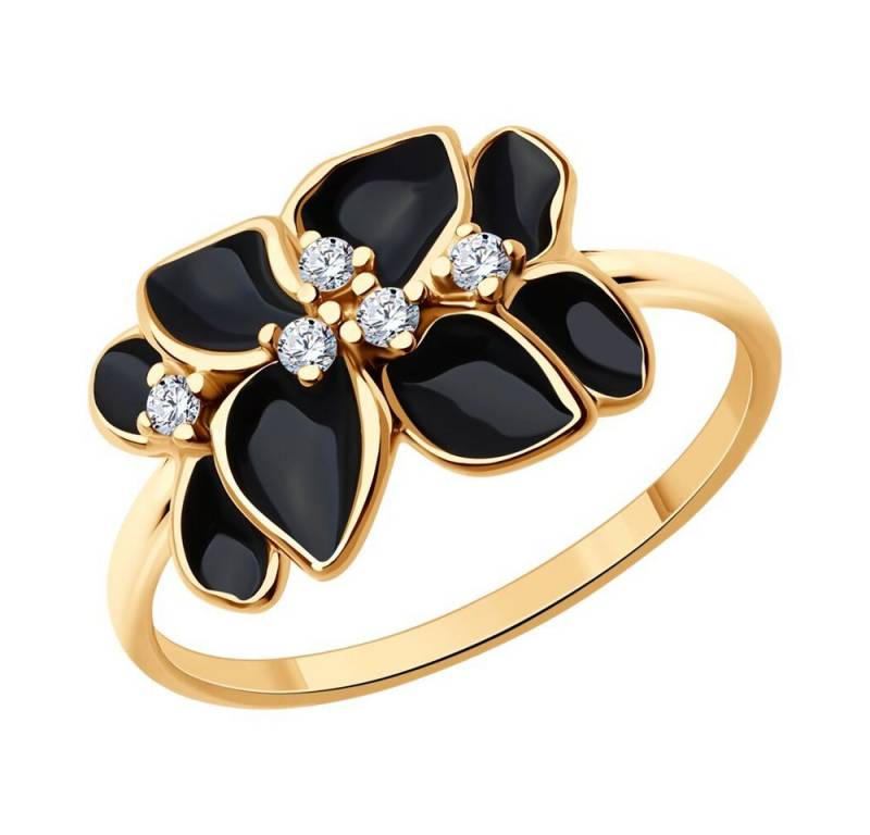 Secretforyou Fingerring Ring Fingerring Silber Rosegoldoptik Zirkon Emaille von Secretforyou