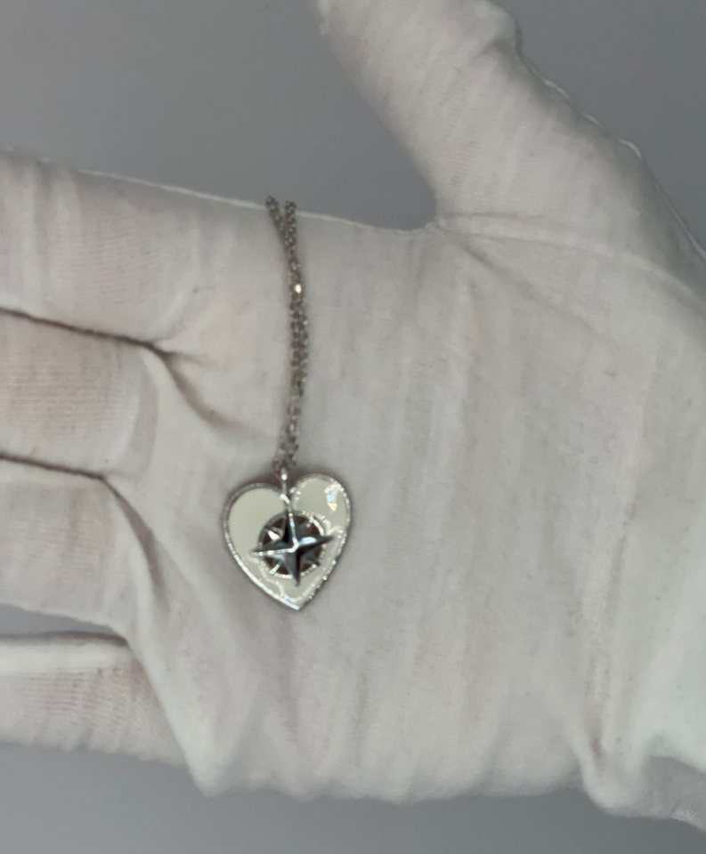 Secretforyou Kette mit Anhänger Halskette Kette mit Anhänger 925 Silber Emaille Herzform von Secretforyou