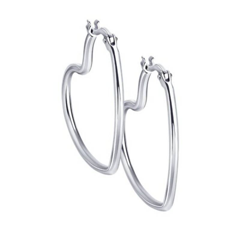 Secretforyou Paar Creolen Ohrringe Creolen Ohrschmuck Herz Echtschmuck bei Secretforyou, 925 Silber von Secretforyou