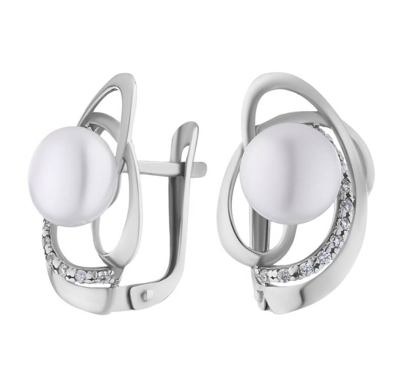 Secretforyou Perlenohrringe Ohrringe Sterlingsilber Zirkonia Steine Perle Ohrschmuck Echtschmuck von Secretforyou