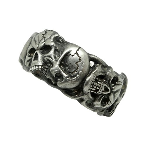 Handgefertigt Freimaurer Skull Band Memento Mori Herren Biker Ring, Handarbeit Sterling Silber 925 Custom Made - 68 (21.6) von SECRETIUM