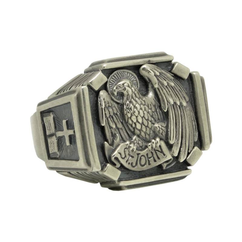 Johannes Evangelist Kreuz Adler Sterling Silber 925 Männer Ring Handgefertigtes Geschenk von SecretiumLtd